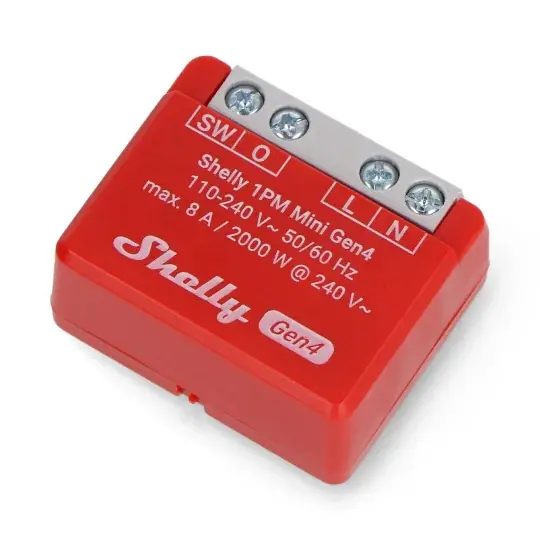 Shelly 1 PM Mini Gen4 - 240V/8A WiFi/Bluetooth/ZigBee/Matter relé - aplikace pro Android/iOS Originální
