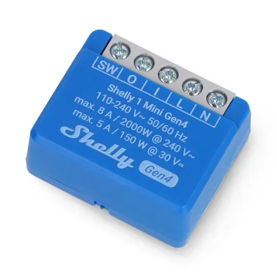 Shelly 1 Mini Gen4 - 240V/8A WiFi/Bluetooth/ZigBee/Matter relé - aplikace pro Android/iOS Super Cena