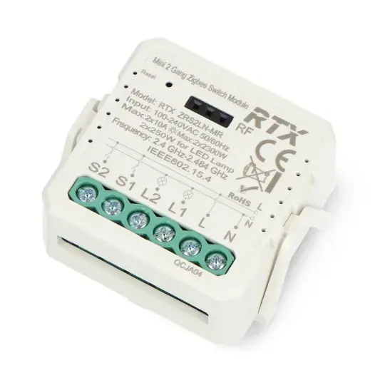 Akční Cena Tuya - 2kanálové mini relé 10A - ZigBee - aplikace pro Android/iOS - RTX ZRS2LN-MR