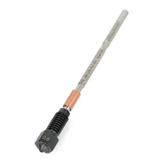Sleva 0,6mm E3D Prusa tryska s vysokým průtokem ObXidian pro Nextruder - filament 1,75mm - nástrojová ocel + E3DLC