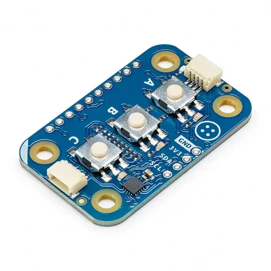 Sleva Arduino Modulino Buttons - interaktivní modul se 3 tlačítky a LED diodami - Qwiic - ABX00110