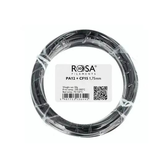 Filament Rosa3D PA12 + 15CF 1,75 mm 50 g - Černá Výprodej