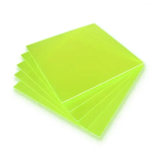 Fluorescenčně zelené lité plexisklo - 3mm - 200x200mm - 5 ks. Vrácení Zdarma