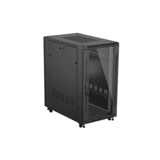 Omezená Nabídka Stojanová rozvaděčová skříň - 19'' 22U 600x1000mm - černá - perforované dveře - Lanberg FF01-6022-23B