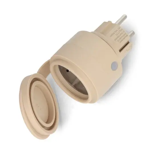 Omezená Nabídka Shelly Outdoor Plug S Gen3 - Chytrá venkovní zásuvka WiFi/Bluetooth/Matter s měřičem energie - Mocca
