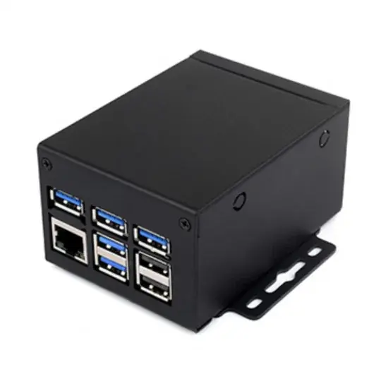 Omezená Nabídka Pouzdro Raspberry Pi 5 - průmyslové kovové na DIN lištu - Waveshare 26087