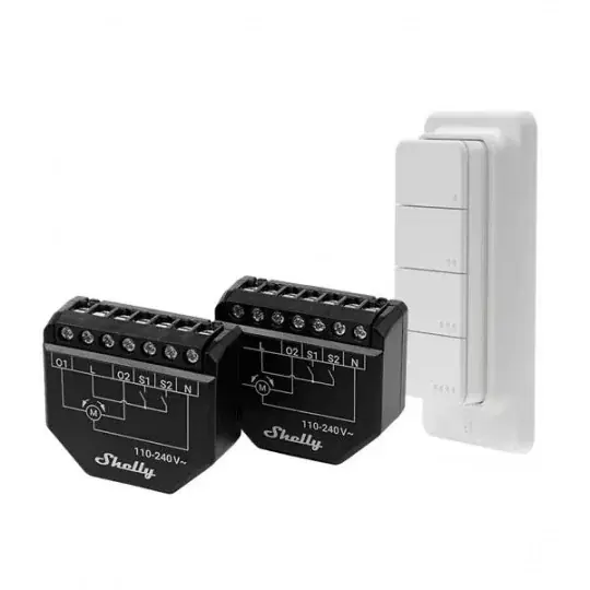 Levný Shelly Shutter + BLU RC Button 4 - 2x ovladač rolet + dálkové ovládání pro aktivaci akcí a scén - WiFi/Bluetooth