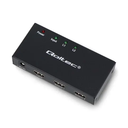 Aktivní rozbočovač 2x HDMI 4K/2K 3,4 Gb/s - Qoltec 51796 Horká Nabídka