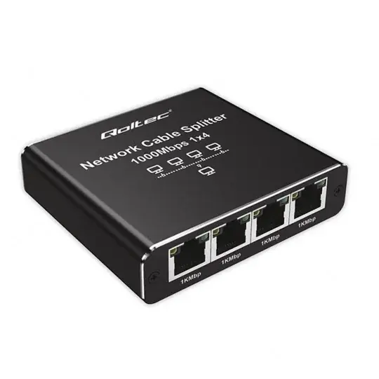 Finální Výprodej Síťový rozbočovač - Ethernet mini přepínač rozbočovač 1x4 RJ45 1000Mb/s - USB C - Qoltec 52293
