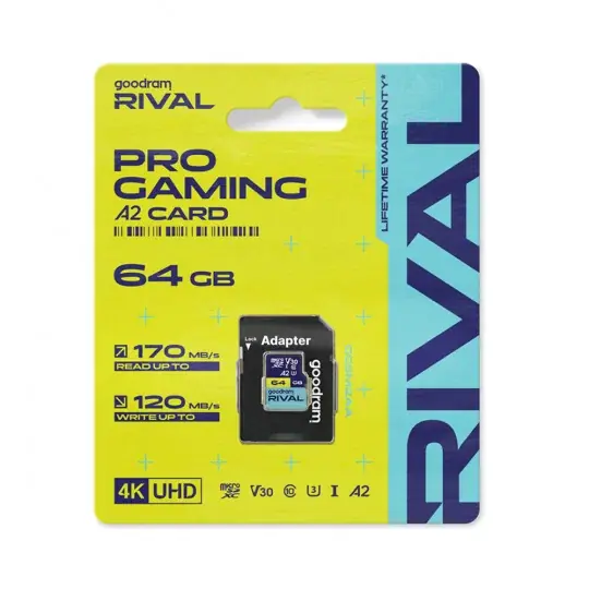 Paměťová karta Goodram RIVAL M2AA microSD 64GB 120MB/s třída A2 V30 s adaptérem Objednat Nyní