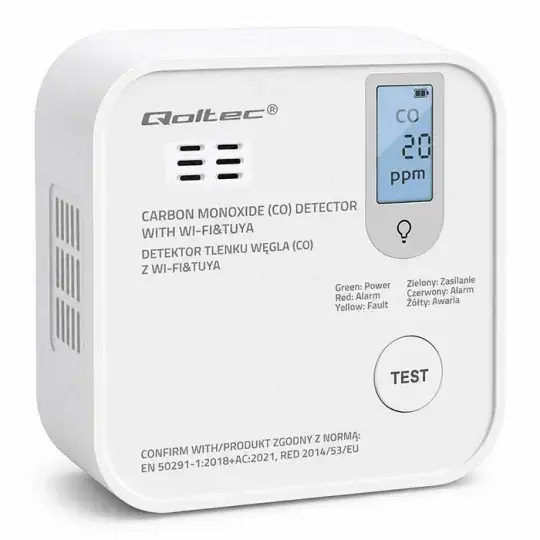 Detektor oxidu uhelnatého na baterie - WiFi Tuya - Qoltec 52655 Akce