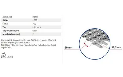 Žaluziové síto - horní (L-22mm) Přímo Od Výrobce