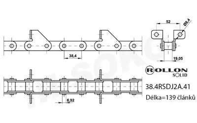 Elevátor. řetěz zrnový CLAAS 541782 Omezená Nabídka