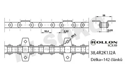 Ověřený Elevátor. řetěz CLAAS 555629 samostatný