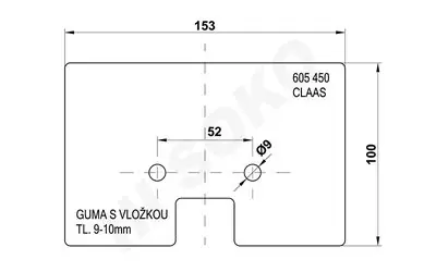Finální Výprodej 153x100x10 Gumová lopatka elevátoru