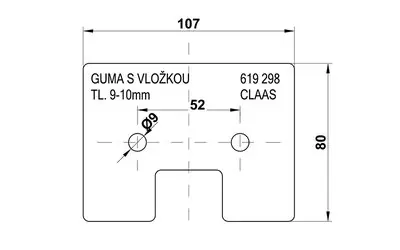 107x80x10 Gumová lopatka elevátoru Časově Omezené