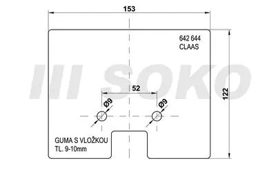 Ověřený 155x125x10 Gumová lopatka elevátoru