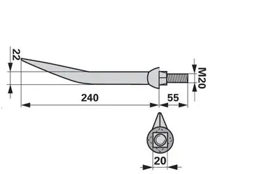 Hřeb bran B21, 240 mm, M20, hrana-plocha Přímo Od Výrobce