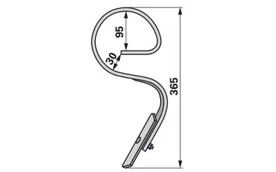 Pero kombinátoru zahnuté, 25 x 8 x 380 mm, montážní výška 275 mm, s radličkou Must-Have