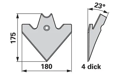 Časově Omezené Šípová radlice 180 x 4 mm, úhel 23°