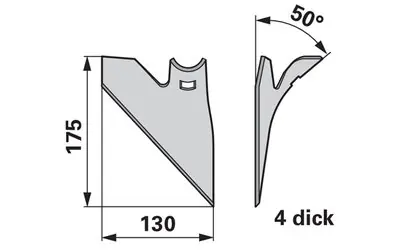 Půlradlice levá, 130 x 4 mm, úhel 50° Značkový
