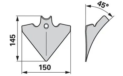 Expresní Doručení Šípová radlice 150 x 4 mm, úhel 45°
