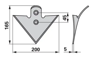 Přímo Od Výrobce Šípová radlice 200 x 5 mm, rozteč 45 mm