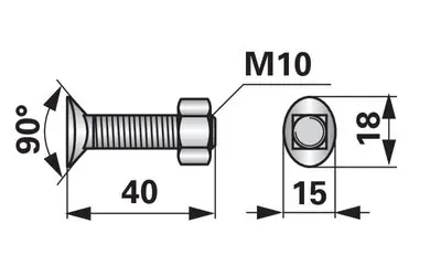 Planetový šroub M10 x 40 mm, 8.8, s matkou, 10 ks Rychlé Dodání