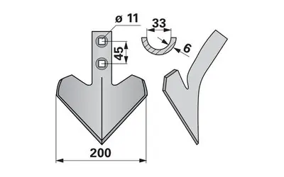 Nejlepší Cena Šípová radlice 200 x 6 mm, rozteč 45 mm