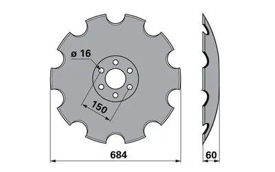 Jen Po Omezenou Doba Disk podmítače ozubený Horsch Tiger 00311081