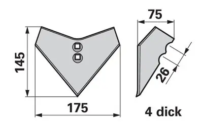 Hrobkovací radlice 175 x 4 mm, rozteč 26 mm Poslední Šance
