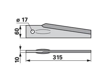 Nůž rotačních bran levý, 60 x 13 x 310 mm Lemken Sezónní Sleva