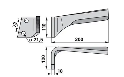 Autentický Nůž rotačních bran levý Lemken 3377013