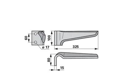 Nůž rotačních bran levý, 100 x 15 x 325 mm Alpego Sezónní Sleva