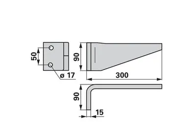 Bezpečná Platba Nůž rotačních bran levý, 90 x 15 x 300 mm, rozteč 50 mm