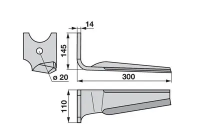 Nůž rotačních bran levý Kuhn K2500070 Pouze Dnes