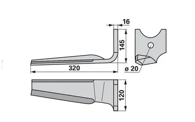 Nůž rotačních bran pravý Kuhn K2500100 Horká Nabídka