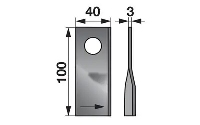 Nůž rotačky levý (25ks) 100x40x3, d=19,0 Jen Po Omezenou Doba