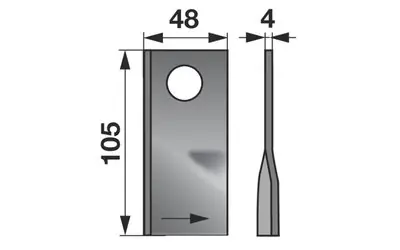 Autentický Nůž rotačky levý (25ks) 105x48x4, d=19,0