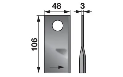 Nůž rotačky levý (25ks) 106x48x3, d=21,0 Ověřený
