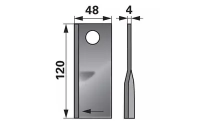 Nůž rotačky pravý (25ks) 120x48x4, d=18,5 Sleva
