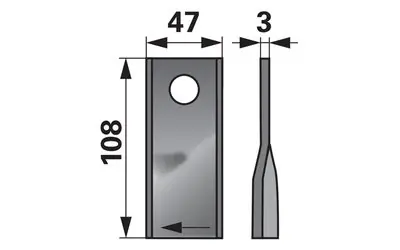 Super Cena Nůž rotačky pravý (25ks) 108x47x3, d=21,0