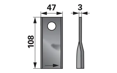 Nůž rotačky levý (25ks) 108x47x3, d=21,0 Hit Sezóny