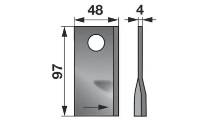 Nůž rotačky levý (25ks) 97x48x4, d=19,0 Oblíbený