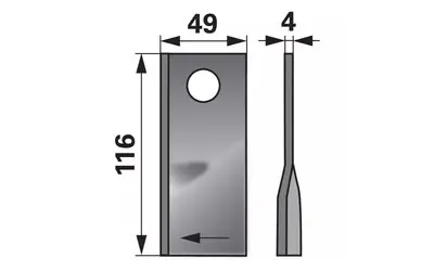 Nůž rotačky pravý (25ks) 116x49x4, d=19,0 Must-Have
