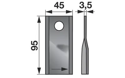 Nůž rotačky levý (25ks) 95x45x3,5 d=16,2 Cenová Bomba