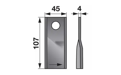 Nůž rotačky levý (25ks) 107x45x4, d=18,2 Ověřený