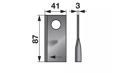 Nůž rotačky pravý (25ks) 87x41x3, d=19,0 Pouze Dnes