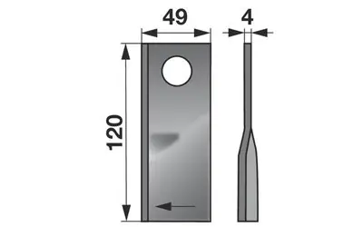 Nůž rotačky pravý (25ks) 120x49x4, d=21,0 Vysoce Kvalitní