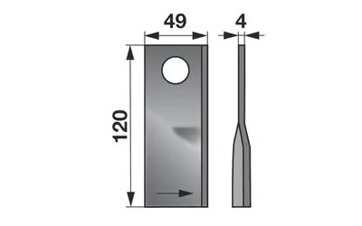Nůž rotačky levý (25ks) 120x49x4, d=21,0 Hit Sezóny